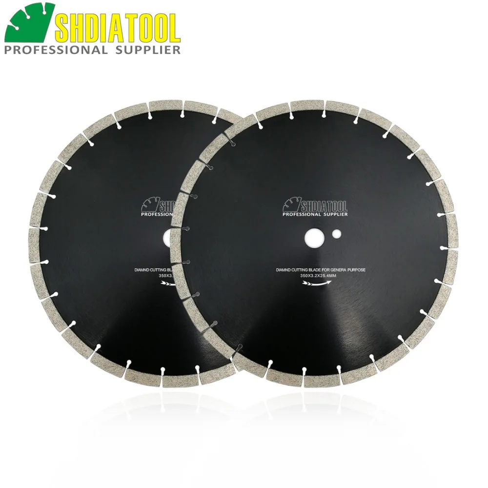 SHDIATOOL 2 шт Dia350mm/1" Сегментированный спеченный Алмазный диск режущий диск циркулярная пила лезвия Круг для резки бетона алмазный диск колеса