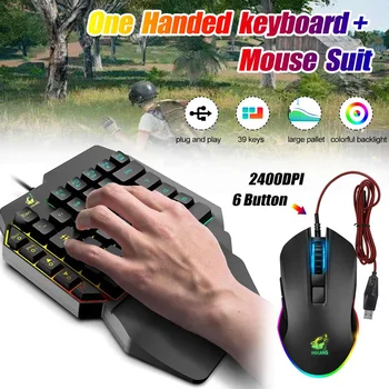

LED Colorful Light One-Handed Mechanical Gaming Keyboard RGB Backlit Portable Mini Gaming Keypad Game Controller Gaming Mouse