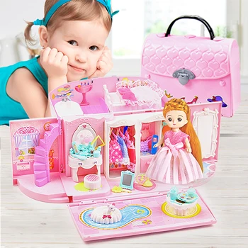 

Mini Educational girls toys Diy handbag Doll House Miniature Model hand bag kids kitchen For Kids Girls Gift Toy