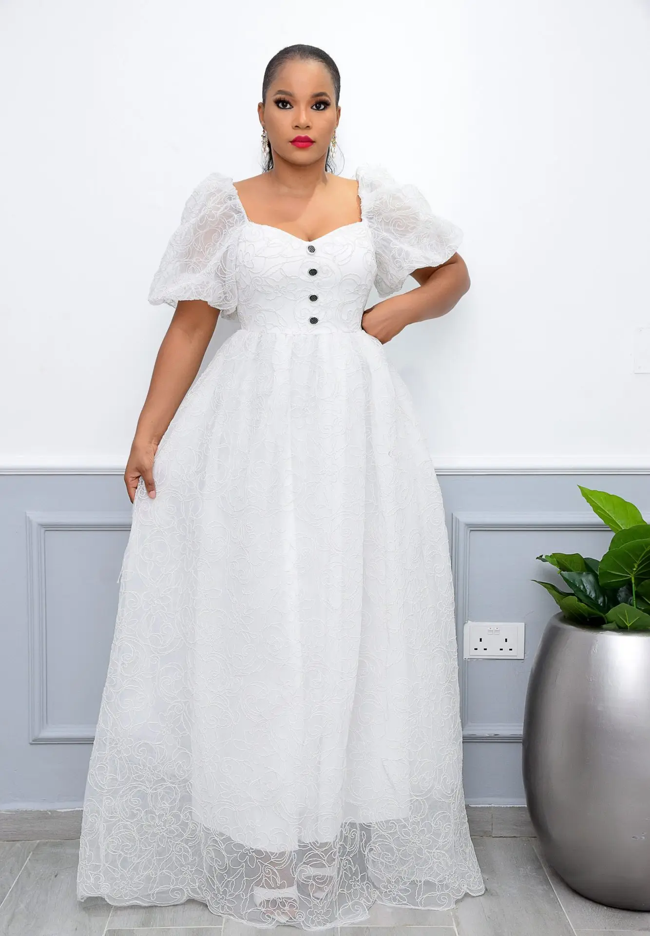 African Dresses for Women Summer African Women Short Sleeve White Plus Size Long Dress Clothes