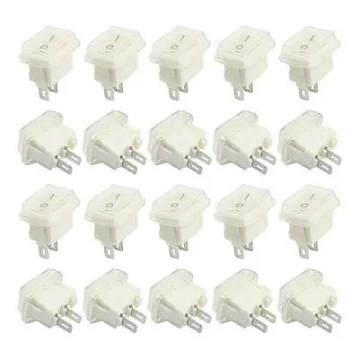 20 шт 2Pin ВКЛ-ВЫКЛ SPST водонепроницаемые коромысла белый AC 3A 250V 6A 125V
