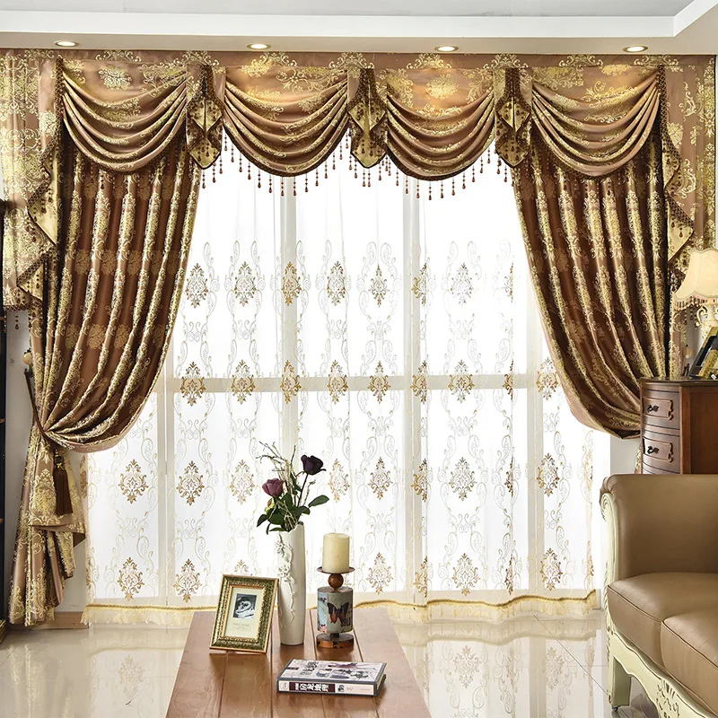 

Bedroom Window Curtains for Living Dining Room High-grade Contracted Europe Type Shade valance Custom Wave Golden Customization