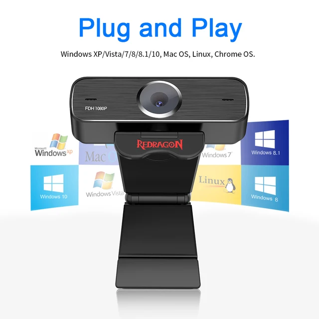 REDRAGON GW800 HITMAN USB HD Webcam Built-in Microphone Smart 1920 X 1080P 30fps Web Cam Camera for Desktop Laptops PC Game 3
