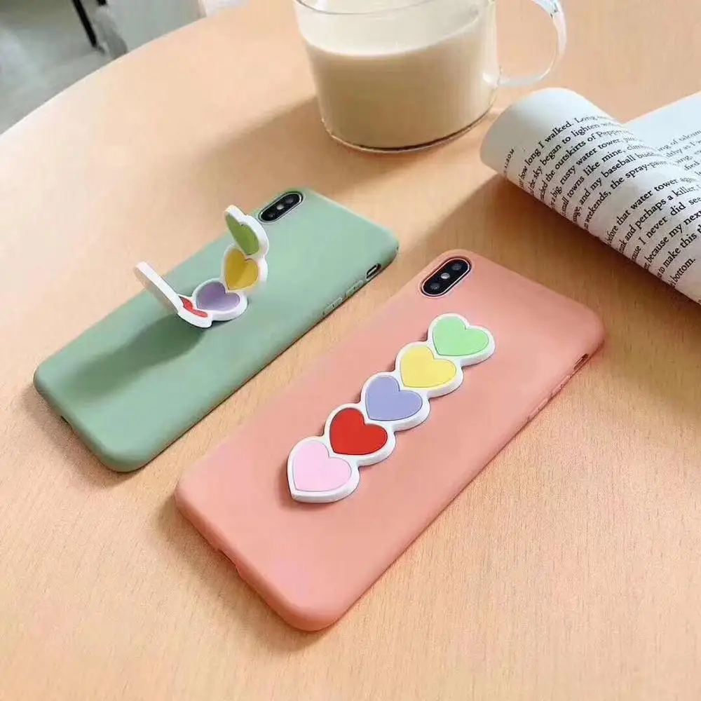 

Love heart Invisible bracket candy phone case For Samsung Galaxy S10 plus S9 S8 Note 9 A10 A20 A30 A50 A8 A9S A750 J6 J4 Cover