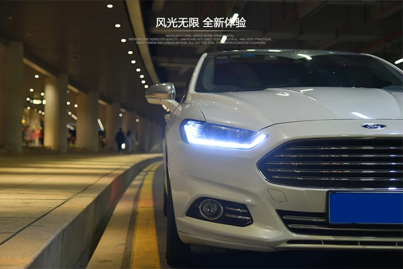 Автомобильный Стильный чехол на голову для Ford Mondeo для Fusion 2013, светодиодный налобный фонарь, DRL, двойной луч, объектив, биксенон, HID