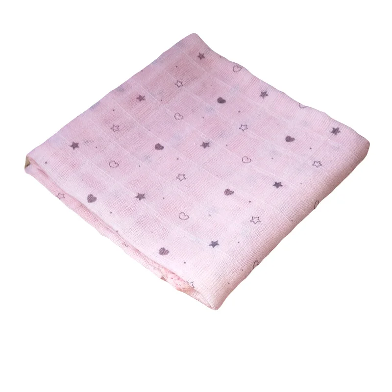 70*70 см детское хлопковое муслиновое одеяло для пеленания новорожденных, Марлевое одеяло, детское банное полотенце - Цвет: Pink stars