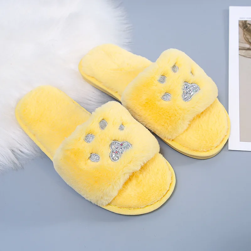 

Little Feet Plush Slipper Women's Home Soft-Sole Anti-slip Single-strap Slipper Spring and Autumn Warm Open Toe