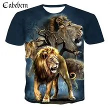 Летняя мужская Футболка Лев 3D мужская футболка модная футболка с животным принтом Мужская/Женская футболка классная Повседневная Азиатский Размер 6XL
