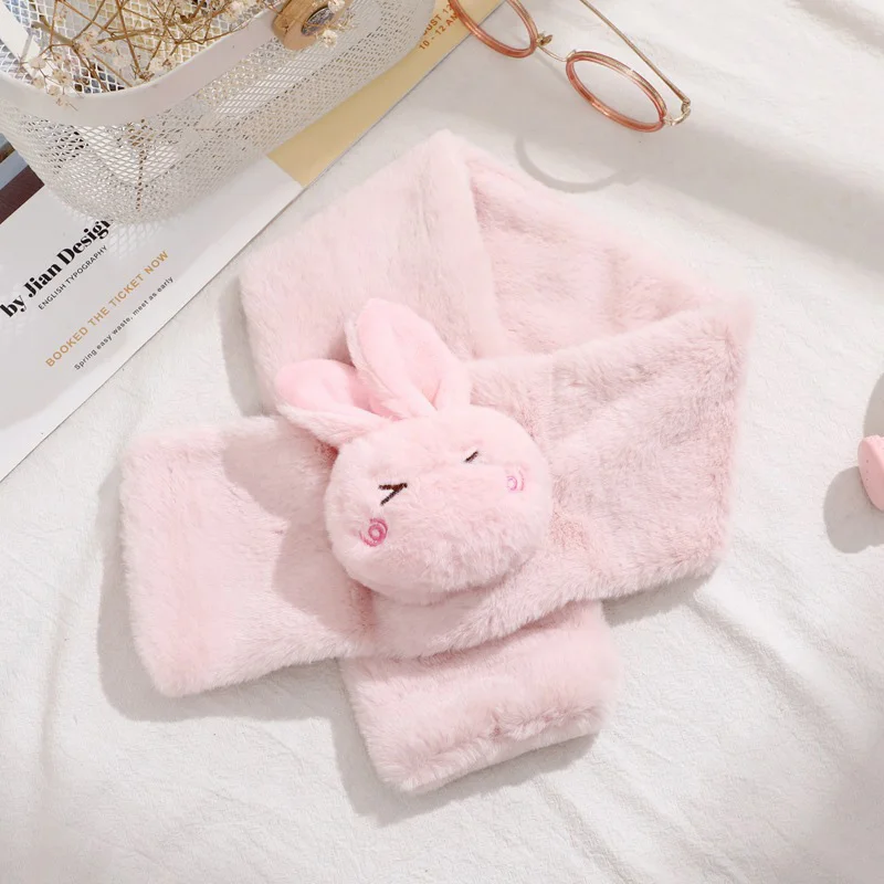 Light Pink Rabbit Милые нагрудники-шарфы для новорожденных; Детский шарф с кроликом из мультфильма; зимний теплый мягкий детский шарф для шеи; Детский шарф; Szalik Dziecko - Цвет: Light Pink Rabbit