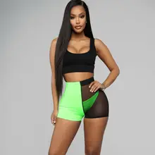 Новинка, женские пляжные шорты с высокой талией, пляжная одежда, сетчатые шорты, подходящие по цвету