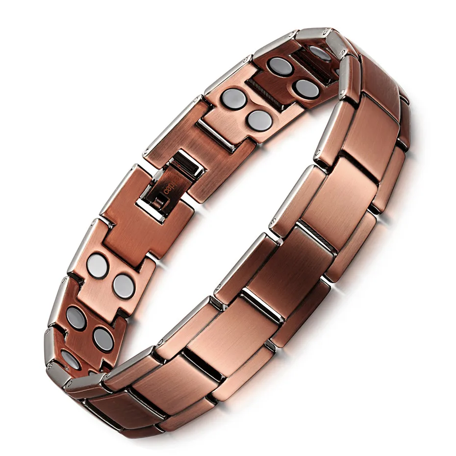 Винтажный медный Магнитный браслет для мужчин и женщин 2 ряда магнит здоровая лечебная терапия Био энергия Модная бижутерия Браслеты