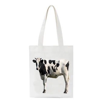 

Canvas Shopping Bag Reusable Casual Girls School Bags Animals Eco Handbag Tote Cartoon Printed Big Size Shoulder Bag Female