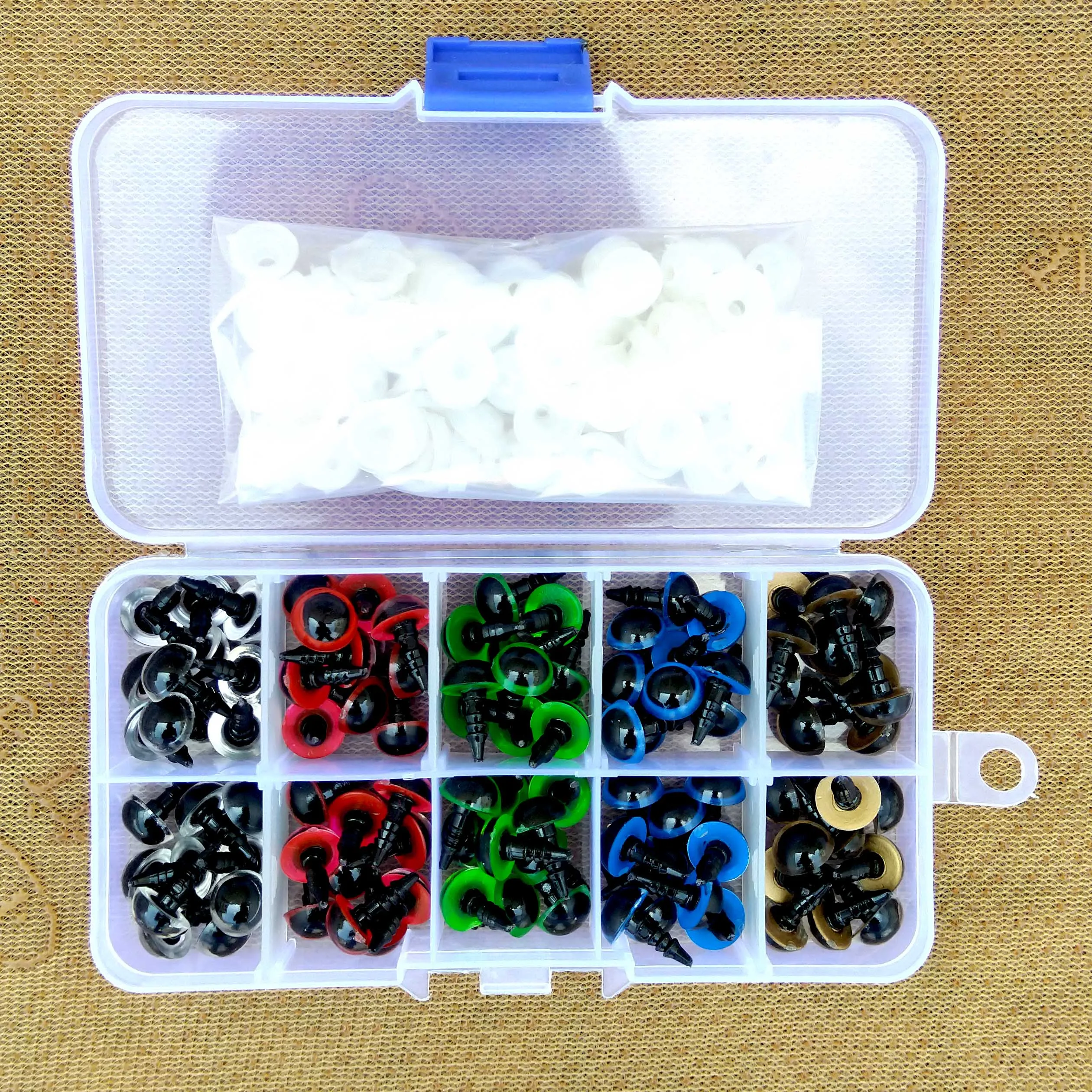 100pcs Plastic Safety Eyes For Toys Glitter Mix Color Craft Doll Eyes Amigurumi  For Teddy Bear 12mm Animal Puppet Doll DIY 5