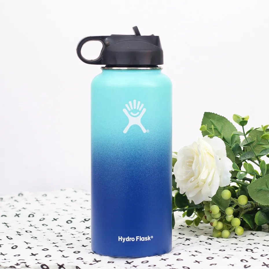 Stainless Steel Water Bottle Hydro Flask Water Bottle Vacuum Insulated Wide Mouth Travel Portable Thermal Bottle 32oz