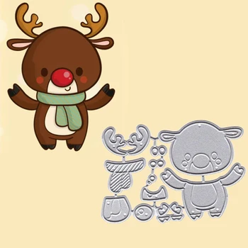 

1pcs Christmas Cartoon Elk Metal Cutting Dies Stencil DIY Die Cut Scrapbooking Album Stamp Paper Card Decor