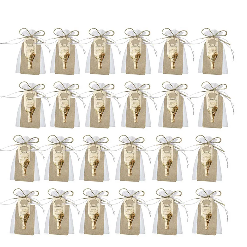 

30PCS Rustic Vintage Beer Key Bottle Opener with Card and Transparent Bag for Beer Wedding Party Gifts