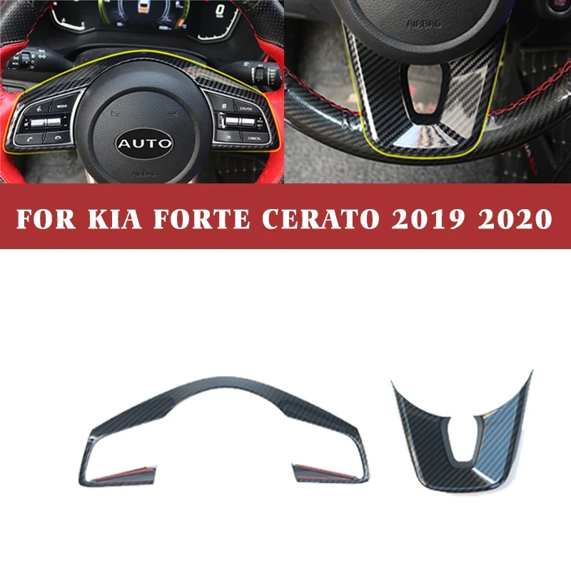 Pcmos ABS углеродное волокно руль декоративный чехол для Kia Forte Cerato накладки для интерьера наклейки Черный Красный - Название цвета: 2pcs CF
