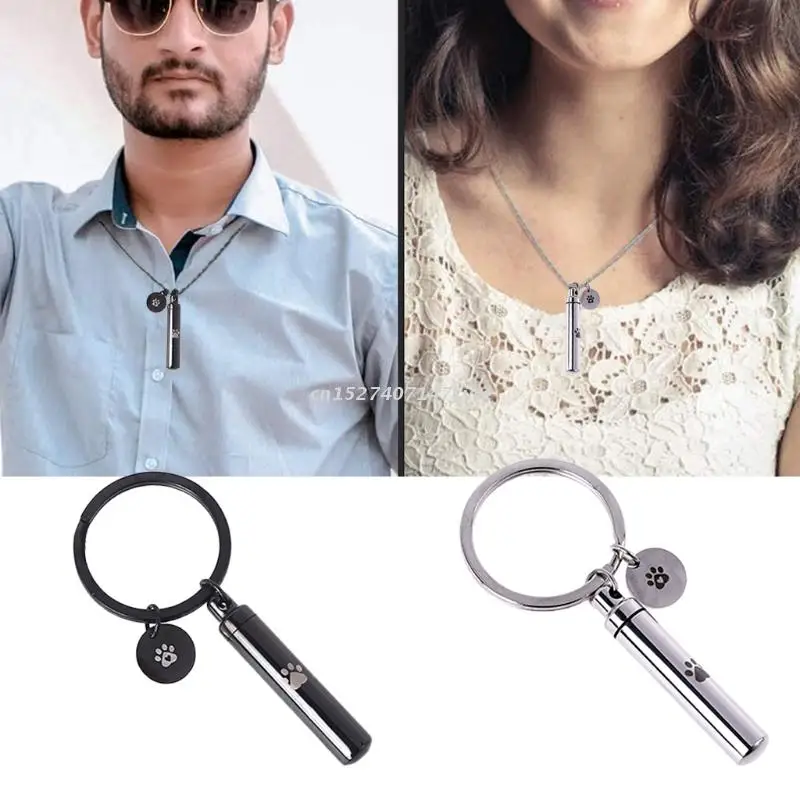 Cremation Jewelry for ashes Stainless Steel Pendant Pet Urn Keychain with Charm