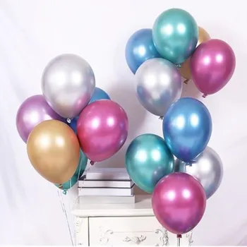 

XXYYZZ 10pcs12 inch chrome smooth metal pearl round latex balloon wedding market hotel birthday party decoration