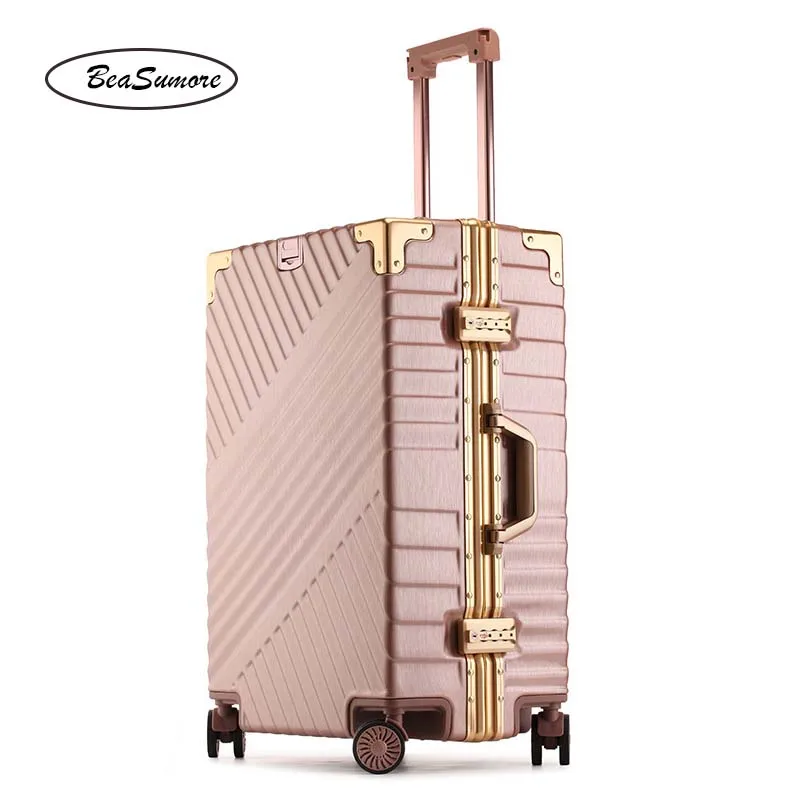 rose gold BeaSumore, 29 дюймов, высокая вместительность, чемодан на колёсиках,, алюминиевая рама, тележка для женщин и мужчин, 20 дюймов, чемодан на колесиках - Цвет: rose gold