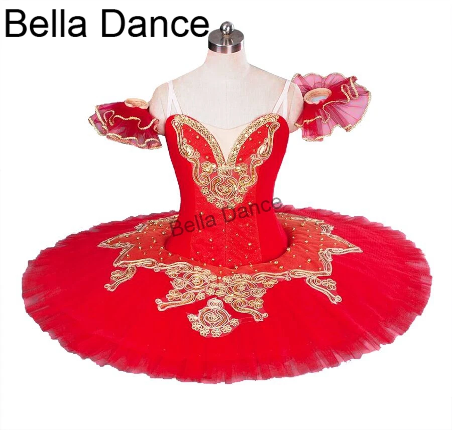 Red Professional Ballet Tutu Pancake Yellow Girls Classical ballet tutu performance ballet stage Costumes BT8965C
