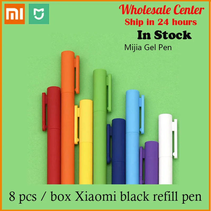 

In Stock 8 Pcs / Box Xiaomi Black Refill Pen Mijia Youpin Kaco K1 Gel Pen Smooth Writing 0.5 Neutral Pen Colorful Colors