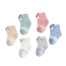 1 пара, весна-осень-зима, теплые хлопковые носки для малышей Детские Носки с рисунком медведя для девочек и мальчиков, дышащие носки для новорожденных