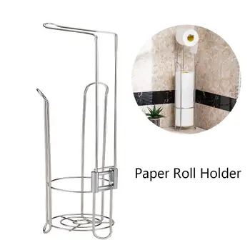 

Stainless Steel Standing Paper Roll Holder Stand Tissue Paper Stand for Home Bathroom Toilet Storage Rack Tissue Holder