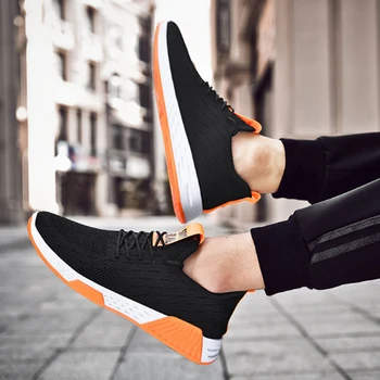 

2019 Men Breathable Sneakers No-slip Men Vulcanize Shoes Male Air Mesh Lace Up Wear-resistant Casual Shoes Tenis Masculino
