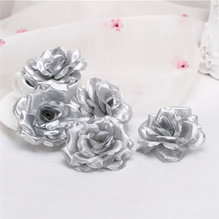 Elegant Gold Silk Rose Heads - Set of 12, Assorted Colors for DIY Wedding and Home Décor