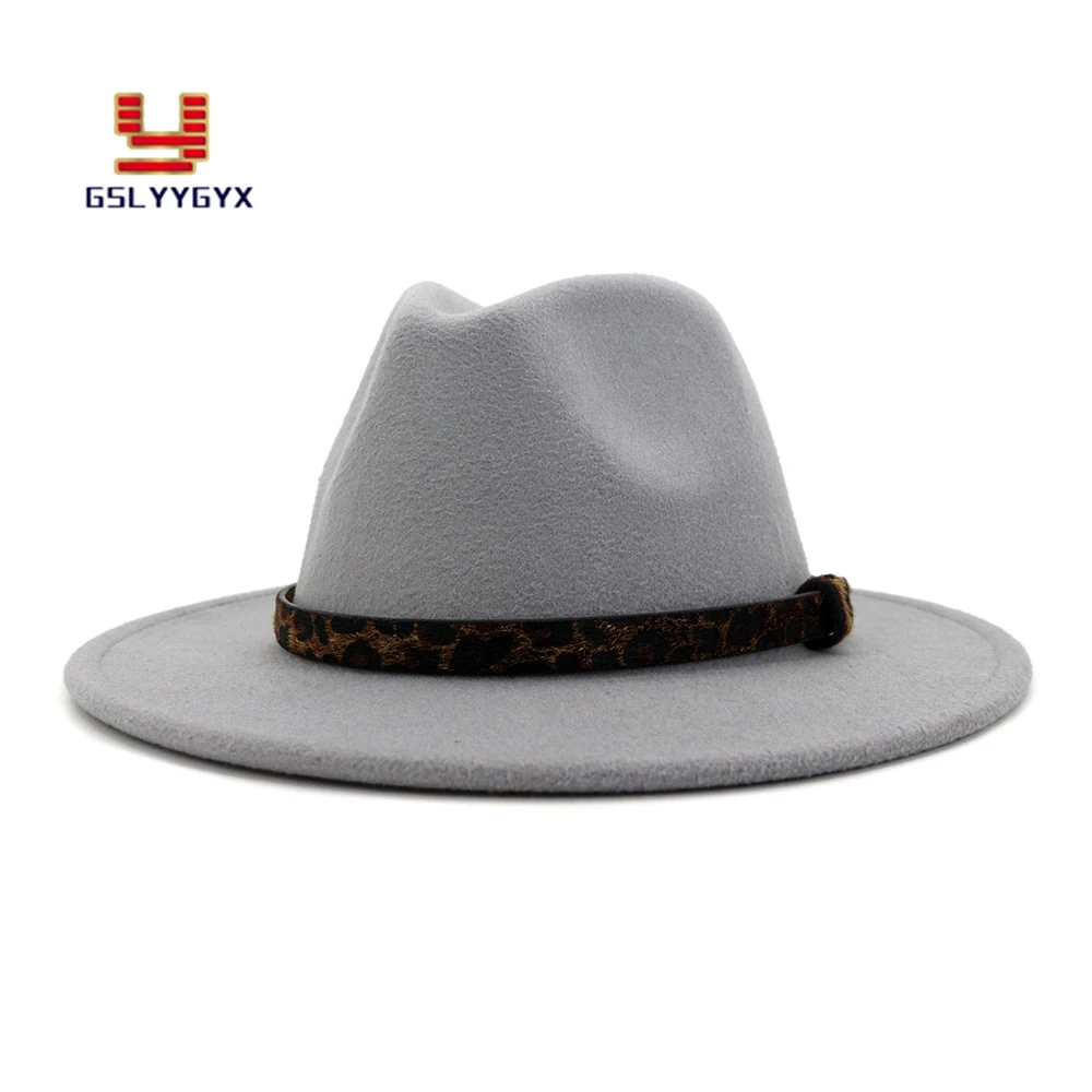 

Fall Winter Women Men Hot Sell 19 Colors Woolen Felt Fedora Hat Wide Brim Jazz Panama Green White Black Red Hat and Caps