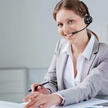 

Wireless Bluetooth Call Center Headset Noise Canceling Headphones with Mic for Meeting Office Mobile Phones