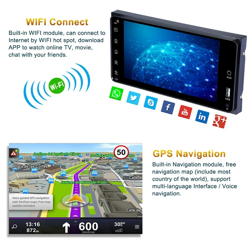 Новинка, Android 8,1, автомобильный Радио, Gps навигация, 2 Din, автомобильный Радио, 7 дюймов, автомобильный Mp5 мультимедийный плеер, Wifi, Bluetooth, для Toyota