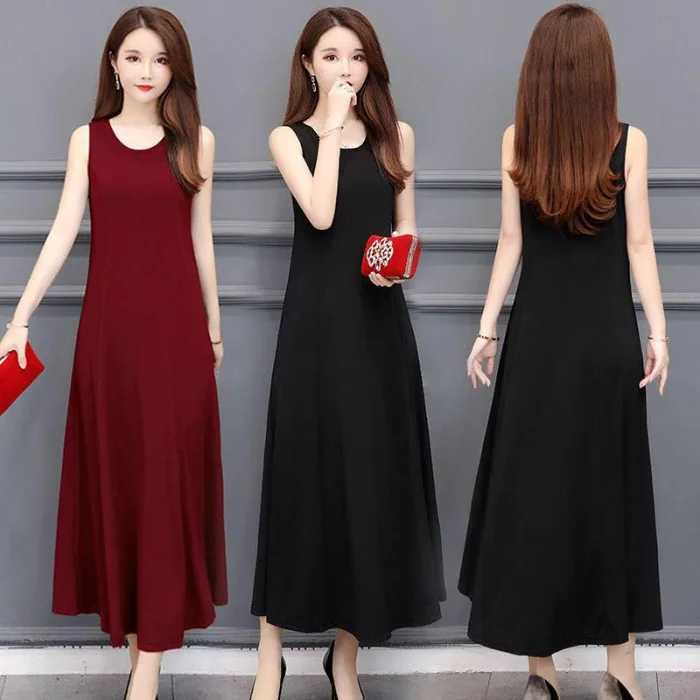 

2019 Summer New Style Fat Mm Sleeveless Camisole Dress Children Long Large Size Belly Covering over-the-Knee Long Skirts