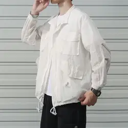 Мужская Летняя уличная куртка 2019, ветровка, серая тонкая куртка с карманами, пальто, Harajuku, одежда в стиле хип-хоп, SA-8