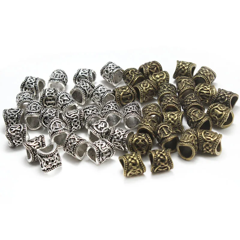 24pcs/Set Metal Rune Viking Beads for DIY Bracelet Necklace Jewelry Making Accessories Charm Hair Braid Dreadlock Beard | Украшения и