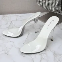 Fashion Transparent PVC Crystal Shoes 11CM Super High Heel Sandals Non-slip Platform Fish Mouth Women's Party Shoes Size 43 - Image 3
