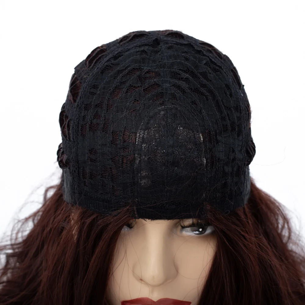 LIHUI Women Long Wavy Wig Cosplay Dark Brown Heat Resistant Synthetic Hair Wigs