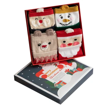

4pairs Women Funny Gift Crew Autumn Winter Adult Cartoon Cotton Blend Cute Short Tube Christmas Socks Colorful Elastic Holiday