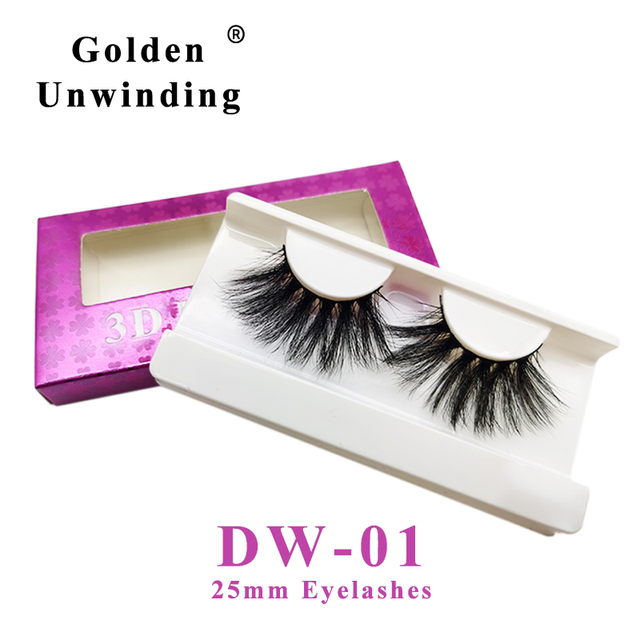 3D Faux Mink Lashes False-Eyelashes 25MM Dramatic Natural Thick Faux Mink Lashes Makeup Eyelash Extension Golden Unwinding