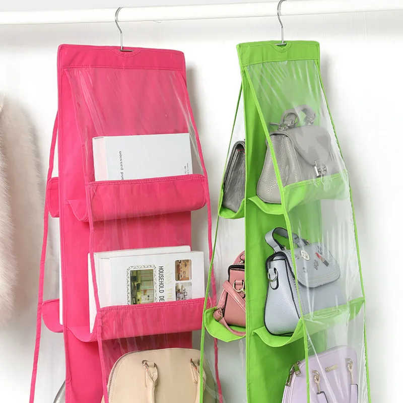 6 Pocket Hanging Handbag Organizer for Wardrobe Closet Transparent Storage Bag Door Wall Clear Sundry Shoe Bag with Hanger Pouch 6 Pocket Hanging Handbag Organizer for Wardrobe Closet Transparent Storage Bag Door Wall Clear Sundry Shoe Bag with Hanger Pouch