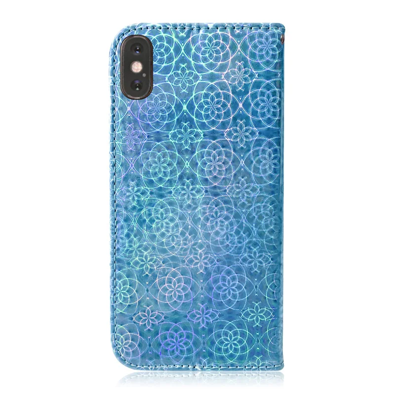 Кожаный флип чехол для Apple iPhone 11 Pro Max XR XS MAX X 8 7 6 6S Plus 5 5S SE лазерный флуоресцентный чехол