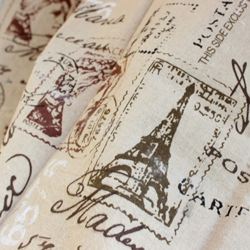 Vintage Paris Eiffel Tower Fabric Cotton Linen For DIY Handmade Decor  Material