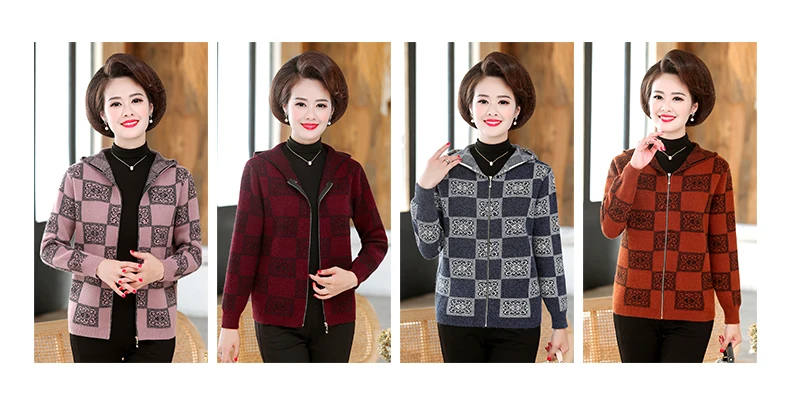 ASLTW Lattice Cardigan Coat New Autumn Winter Zipper Cardigan Women With Hooded Plus Size Outwear Knitted Sweater Women