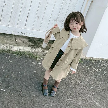 

2020 new spring and autumn item kids clothes girl fashion long jacket child outerwear children coat