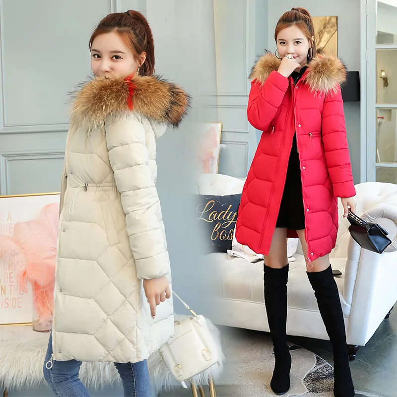 

Winter New Style WOMEN'S Cotton-padded Clothes Slim Fit Waist Hugging Warm Large Size Mid-length down Jacket Cotton-padded Cloth