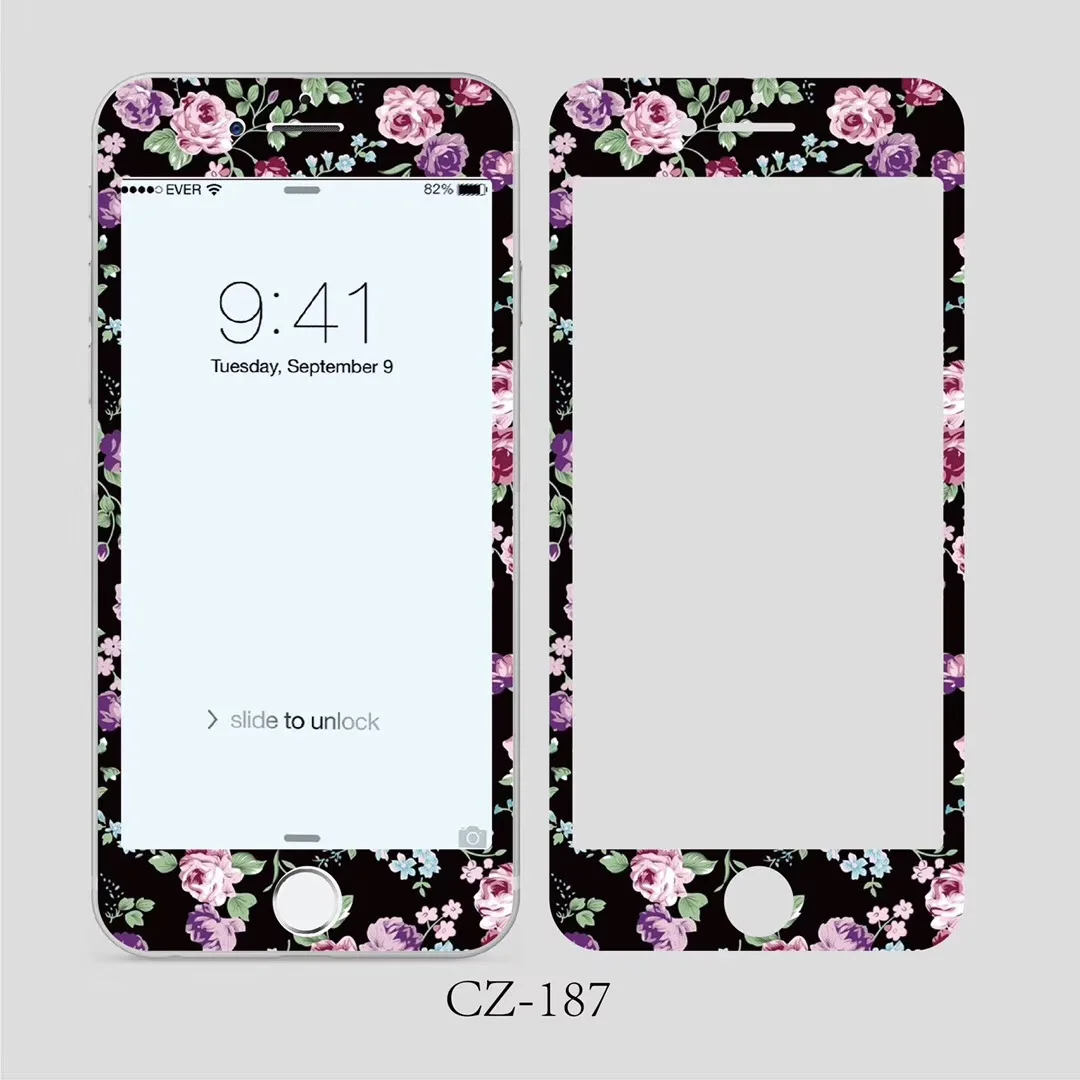 

3D Curved Edge Tempered Glass for iPhone 6 6s 7 8 Plus Flowers Pattern Screen Protector Protective Film