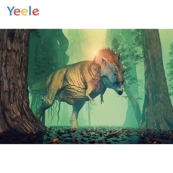 

Yeele Painting Tyrannosaurus Dinosaur Lawn Forest Photography Backdrop Personalized Photographic Backgrounds For Photo Studio