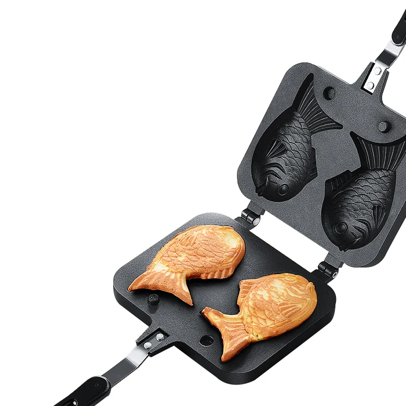 

DMWD Squid burning Fish shape model non-stick waffle iron maker 2 molds household kitchen DIY cake dessert cooking pan gas-only