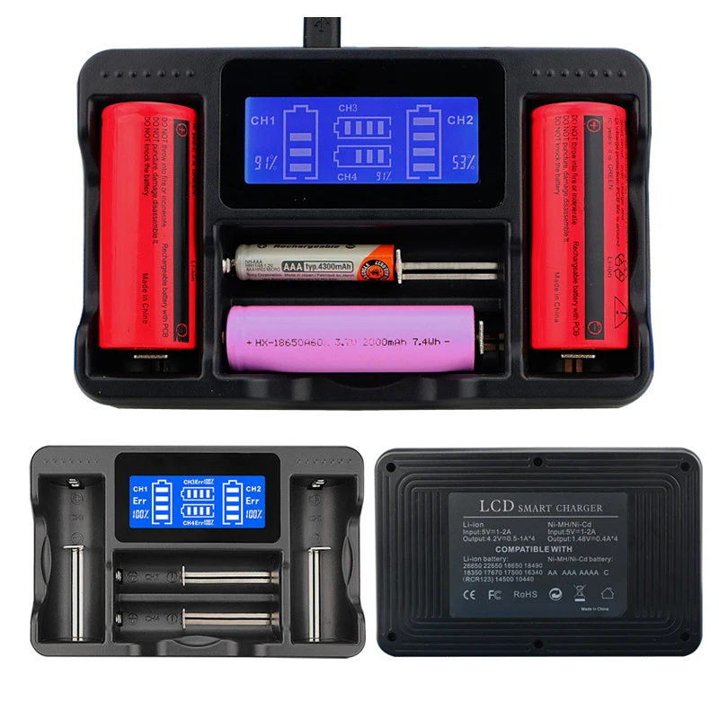 Умное зарядное устройство с ЖК дисплеем зарядка через USB 18650 3 7 в 18350 18500 21700 20700B 10440